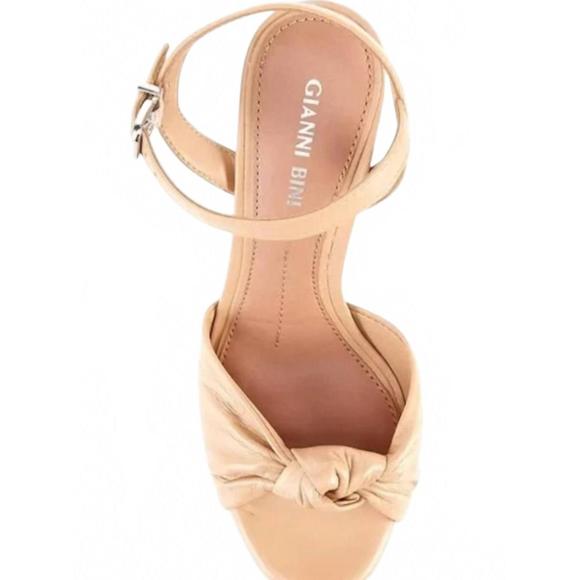 NEW GIANNI BINI women's hartliye leather knot ankle strap platform sandals in nu - Picture 2 of 4